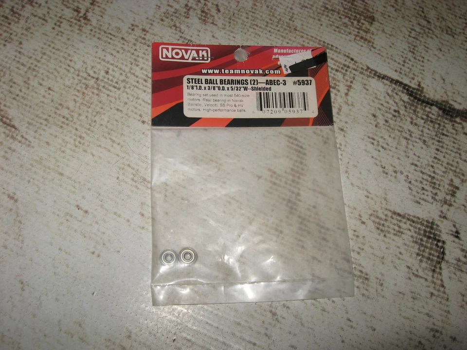 Vintage RC Novak 1/8 x 3/8 x 5/32” Shielded Ball Bearings Steel Silver (2) 5937 - Image 1 of 1