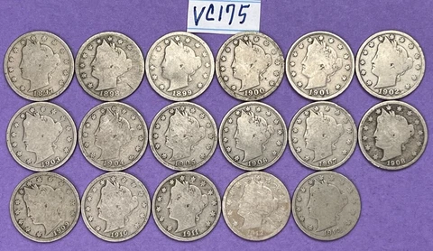 1897-1912 Complete Set of Liberty V Nickels  | 17 Different Coins | #VC175 Cover