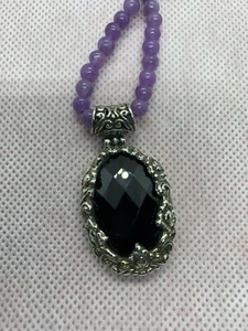 Bali Legacy Thai Black Spinel Pendant with Purple Jade Necklace COMBO - Picture 1 of 8