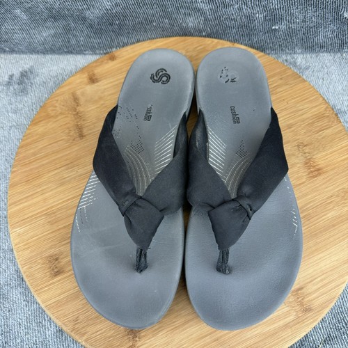 Sandali Clarks donna Cloudsteppers Arla Glison perizoma zeppa neri taglia 8