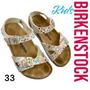 Birkenstock Kids Rio Rainbow Confetti Strappy Flat Sandals White Size 33 US1.5 - Picture 1 of 6