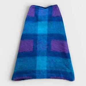 Vintage 1960s Heather Brae Scottish Mohair Wool Maxi Skirt 10 Plaid Academia - Picture 1 of 7