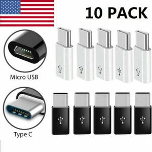 10 PACK Convertisseur Adaptateur Données Micro USB vers USB 3.1 Type-C pour Samsung LG Google - Photo 1 sur 19