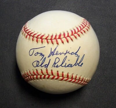 Tommy Henrich Old Reliable Signed Official American League Baseball JSA Authen - Image 1 of 4