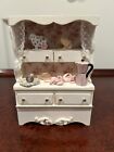 Vintage miniature hand made dollhouse cupboard with shelf items