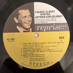 FRANCIS ALBERT SINARTA & ANTONIO CALOS JOBIM Vinyl Lp Reprise FS-1021 Only Vinyl - Imagen 1 de 4