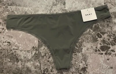 NUEVO CON ETIQUETAS BRAGAS TANGA RARAS DKNY GRANDES VERDES SATINADAS LISAS FINAS RIBETE CON RED Foto 1 de 4
