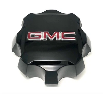 21 - 24 GMC Sierra Denali 2500 3500 HD Black Red Letters Center Cap PN 84307951 - Image 1 of 4