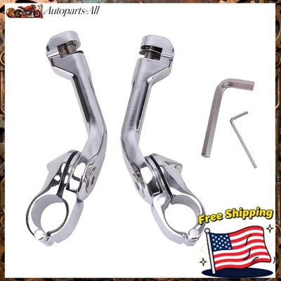 Abrazadera de clavijas de pie largas cromadas para Harley Road King Street Glide barra de 1-1/4" Foto 1 de 4