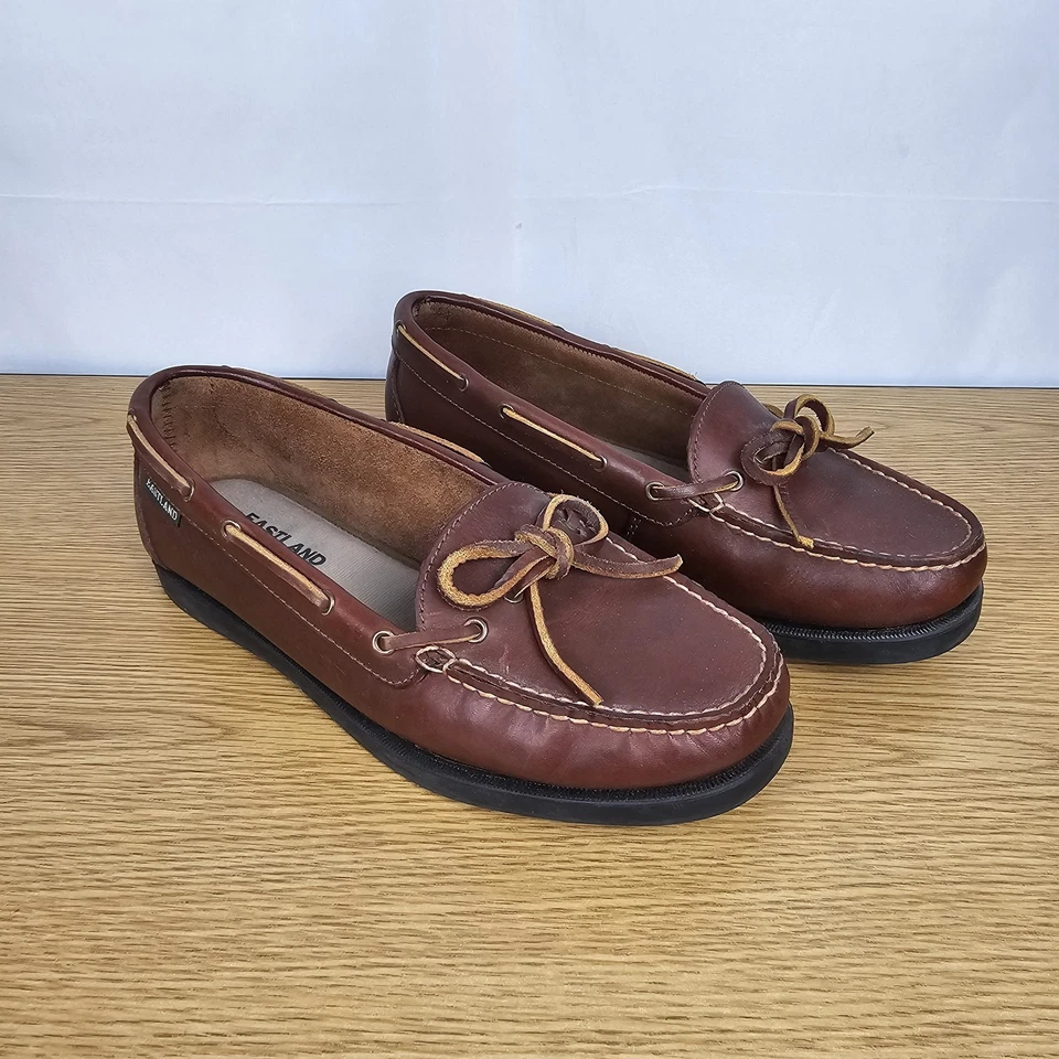 Mocassim Eastland Yarmouth couro marrom barco deck preppy Wm EUA tamanho 8.5 - Imagem 1 de 4