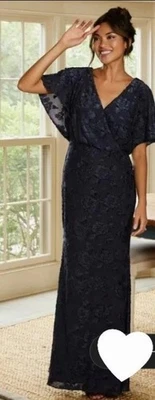 Vestido de noche Adriana Papell para mujer bordado de terciopelo burnout talla 14 Foto 1 de 4