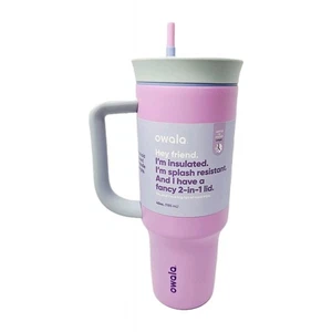 Neu Owala 40 Unzen Strohhalm Becher mit Griff Rosa Lila Grau  - Bild 1 von 8