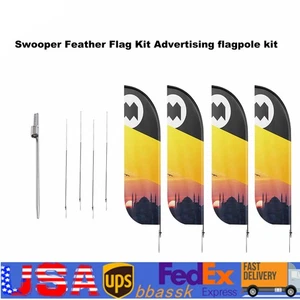 12 Fuß Mastspieß Erdpfahl Feder Flatter Bande Flagge Halterung Kit 4er Pack Set - Bild 1 von 19