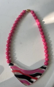 1980 Post Modern Barbie Pink Black Lucite Choker Halskette  - Bild 1 von 3