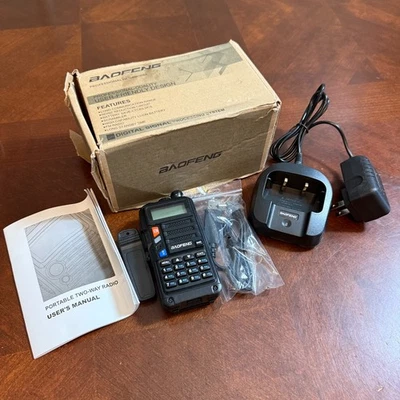 baofeng dual band two way radio uv-5r style fm transceiver w/ charger box - Image 1 of 4