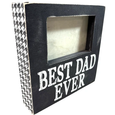 El mejor marco de madera de papá de todos los tiempos regalo de Navidad para papá rústico negro foto 4x6 Foto 1 de 4