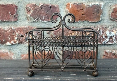 Porta tovaglioli cuore metallo marrone antico porta tovaglioli decorazione... - Immagine 1 di 3