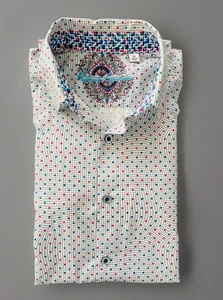 Robert Graham designer LS Button Down Flip Cuff Geometric multicolor Sz M (44in) - Picture 1 of 7