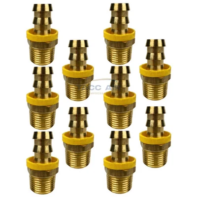 10 Pack Easy Lock Brass Hose Barb Fitting Connector 1/2" Push-Lock x 1/2" MNPT - Image 1 of 4