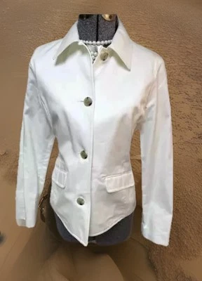 NEW Brooks Brothers Jacket Size Petite 6P Car Coat White 100% Cotton - Image 1 of 4