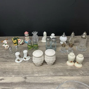 Vintage Salt & Pepper Shaker Lot Mixed Styles Glass Ceramic Novelty Holiday 20+ - Picture 1 of 24