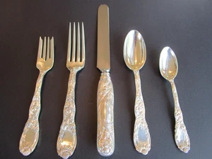 CHRYSANTHEMUM BY TIFFANY CO STERLING FLATWARE 5P DINNER SET-EXCL*FREESHIP-EXCL* - Picture 1 of 22