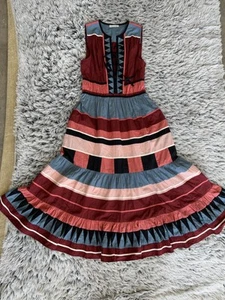 Ulla Johnson Dress Womens 6 Red Kaiya Rose Striped Midi Length - Picture 1 of 13