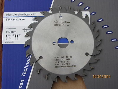 HM/Widia Handkreissägeblatt 140 x 20 Z 24 WZ, blueline AKE für Skil u.a.