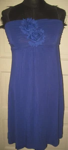 Vestido SOMA Azul Real Pull on Sin Tirantes Detalle Flor Capas M ÚLTIMA VEZ - Imagen 1 de 4
