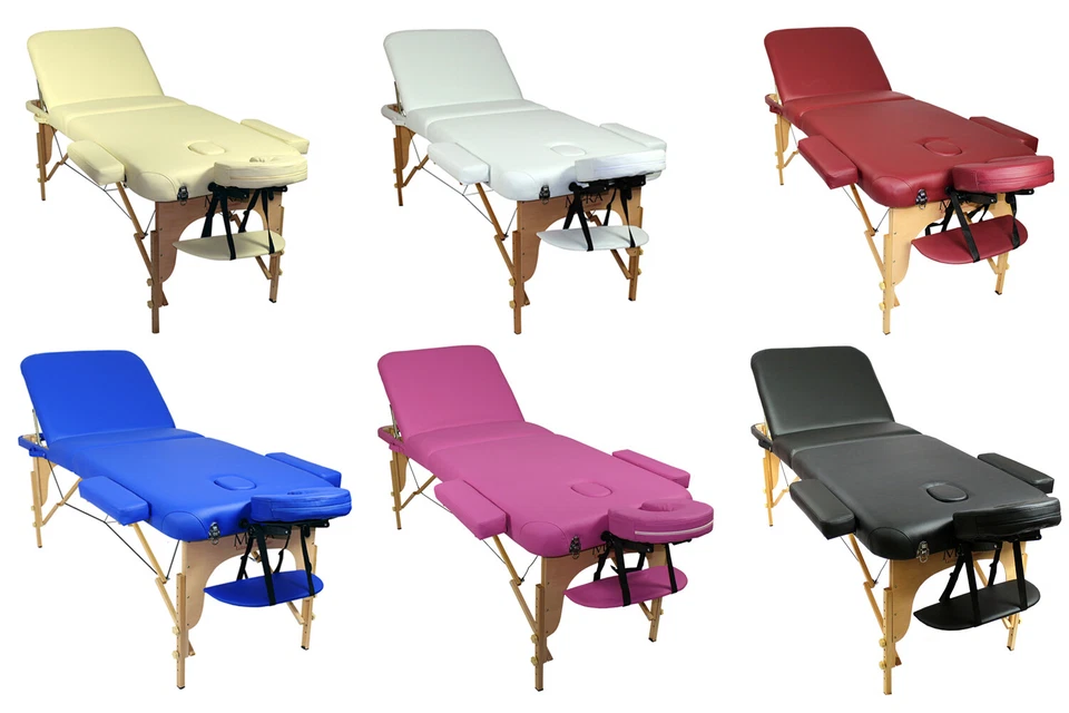 Lettino da massaggi 3 zone pieghevole imbottitura 7cm lettini da massaggio legno - Immagine 1 di 4