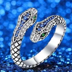 Anillo Ajustable Con Diseño Serpiente Tono Plateado Moda Joyería Regalo Nuevo - Imagen 1 de 4