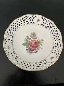 BURG LINDAU FEINES PORZELLAN MEHRBLUMIGES DESIGN TELLER 7,5 ZOLL. deutsch. - Bild 1 von 3