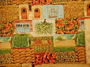 Autumn Fabric By Half-Yard Apple Sunflower Floral Veggie Fall Patch Cotton Vtg - Picture 1 of 2