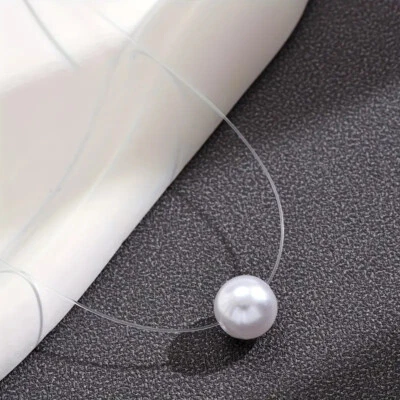 Perlenkette Unsichtbare Nylon Kette Perle 12mm schwebend Kunstperle - Bild 1 von 4