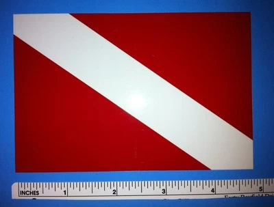 Scuba Diver Down Flag Sticker Vinyl Decal – High Quality (5”x3.25”) -Made in USA