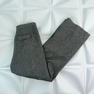 Yansi Fugel Womens Sz 2 Gray Wool Blend Wide Straight Leg Tweed Pants Lined - Image 1 of 4