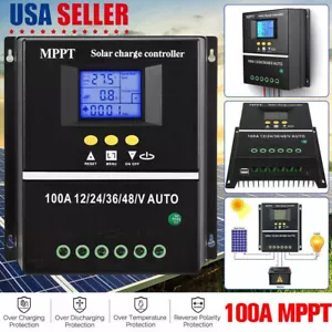 Dual USB 100A MPPT Solar Charge Controller 12V 24V 36V 48V PV Battery Regulator - Picture 1 of 12