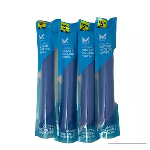 LOT OF 4 Blue Reusable 8" x 30" Instant Cooling Towel Cools Instantly When Wet - Picture 1 of 3