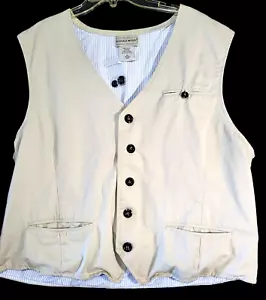 Vintage Scandia Woods-Mens Beige Button Down Cotton Twill Waistcoat Vest XL - Picture 1 of 4