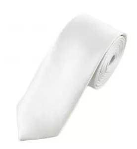 NUEVO Hombre Niño Corbata Blanca Delgada Retro Estrecha 2"" Ancha Delgada Corbata Color Liso - Imagen 1 de 1