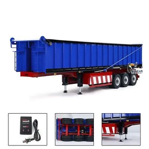Metal 1/14 3 Axles Hydraulic Dump Trailer Electric Awning Legs RC Tractor Truck - Picture 1 of 15