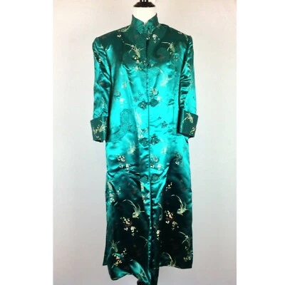 Chaqueta plumero vintage asiática satinada para mujer 10 Boho verde esmeralda Foto 1 de 4