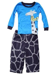 Carters Boys Giraffe Brown Print 2 Piece Fleece Pants Pajama PJ Set 4T - Picture 1 of 1