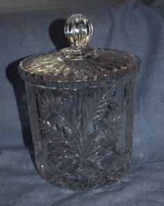 Vintage Heavy Cut Crystal Candy Jar Dish w/ Lid Floral and Ribbed - Picture 1 of 4