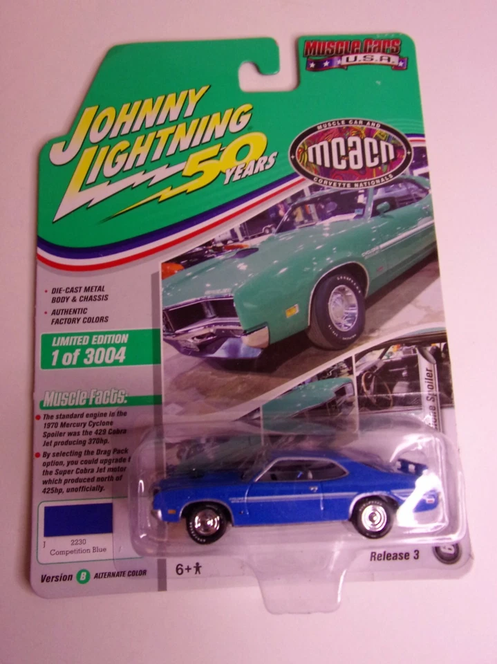 2019 Johnny Lightning 1970 Blue Mercury Cyclone Spoiler Mcacn Car Release 3