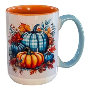 “Colorful Pumpkins” 15oz Ceramic Coffee-Tea Mug/Cup~Blue Pumpkin~Thanksgiving - Picture 1 of 3