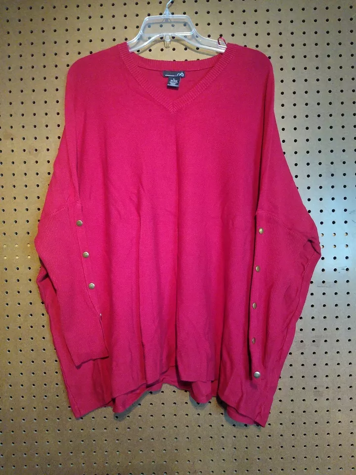 RXB Women's SZ Large Red Pullover V-neck Sweater EUC #12 - Image 1 of 4