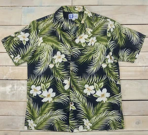 Vintage RJC Floral Print Tropical Hawaiian Aloha Shirt Size L USA Made - Picture 1 of 5