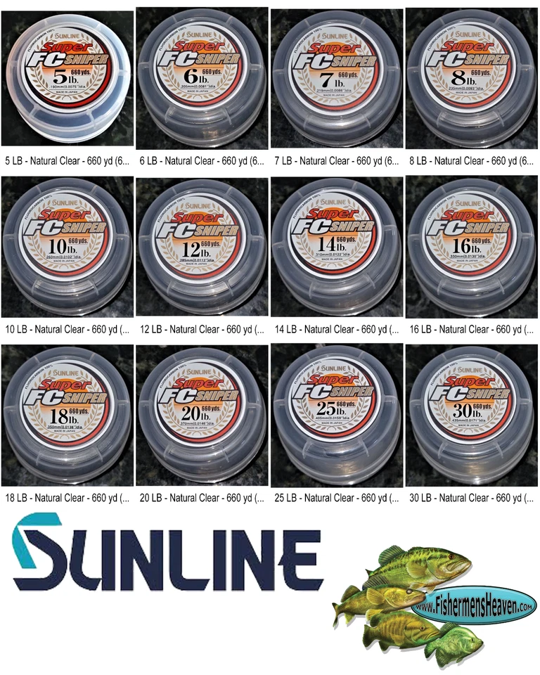 Sunline FC Sniper Fluorocarbon Clear Fishing Line 660 YD Bulk Spool Any LB Test - Image 1 of 4