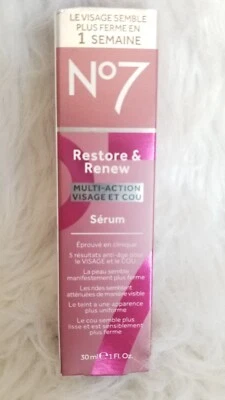 Brand New No7 Restore and Renew Neck & Multi Action Serum 30ml  - Image 1 of 4